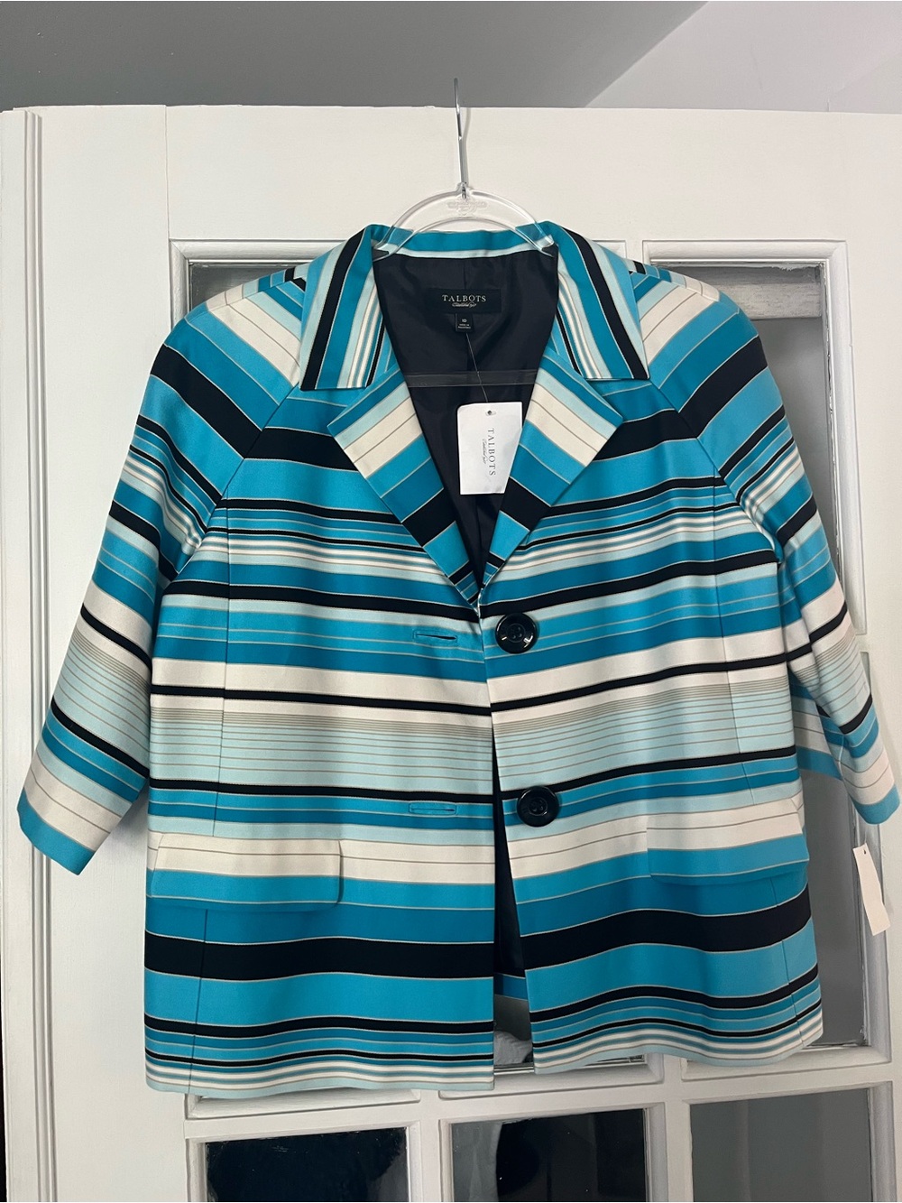 Talbots Women's Teal Striped Jacket